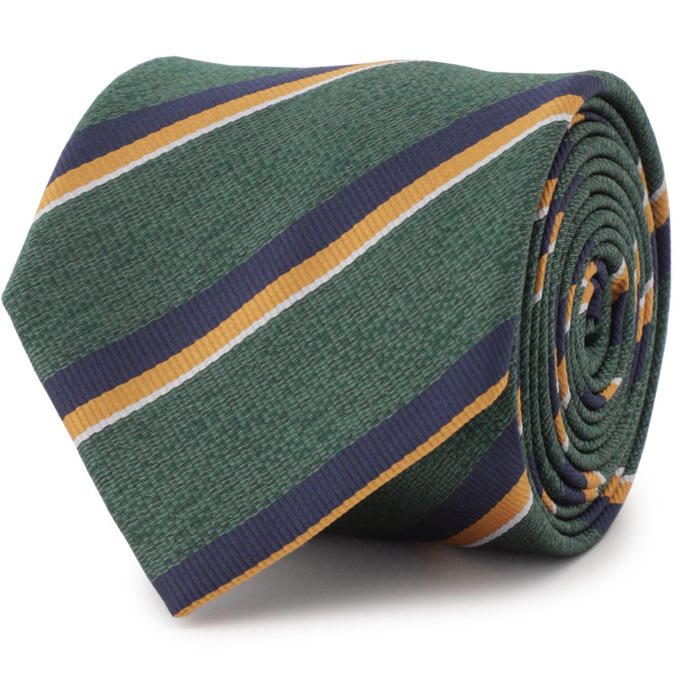 シルバーライン 【BLACK LINE】ポリエステルシルクストライプネクタイ 7.5cm幅/グリーン その他