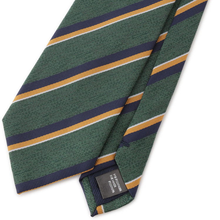 シルバーライン 【BLACK LINE】ポリエステルシルクストライプネクタイ 7.5cm幅/グリーン その他