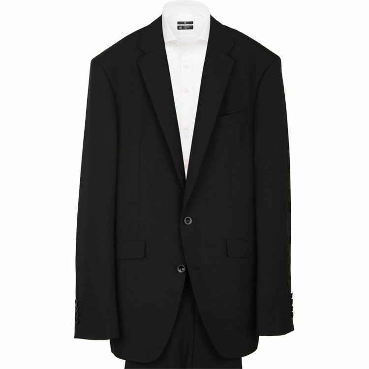 【WEB限定/OUTLET/汚れ・キズ等有】【KSW】【年間】【フォーマル対応可】2釦シングルスーツ 0タック/ブラック×ソリッド/SUPER TOUGH 100's※裾上げ必要