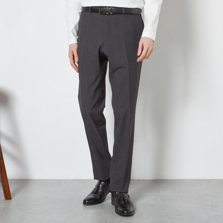 ブラックライン 【SLIM TAPERED】【春夏】0タックテーパードパンツ/グレー×グレンチェック/ウエストシャーリング/4S SUSTAINABILITY&ECOLOGY FABRIC「ウォッシャブル」「ストレッチ」/※裾上げ済仕様 グレー濃色
