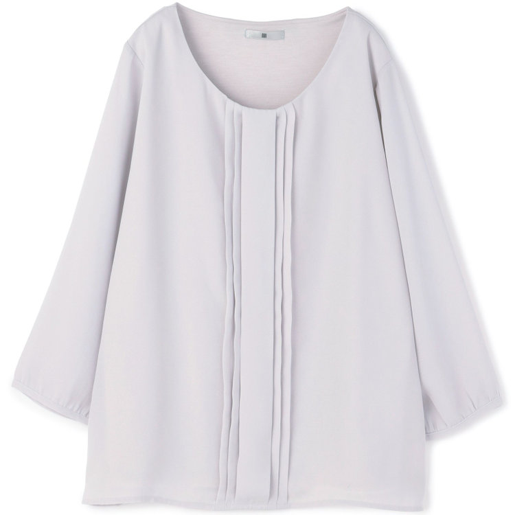 シルバーライン 【SILVER LINE/7分袖】フロントプリーツクルーネックプルオーバー/グレージュ/「ウォッシャブル可能」「防シワ」 グレー淡色