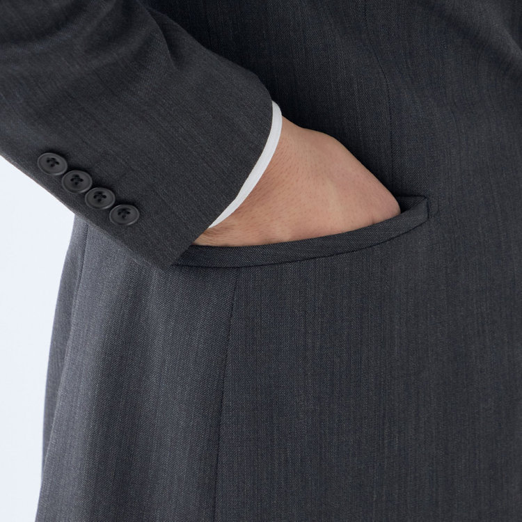 ブラックライン 【KSW】【年間】2釦シングルスーツ 0タック/グレー/ウエストシャーリング/ウォッシャブル/MOVING STRETCH/※裾上げ必要 グレー濃色