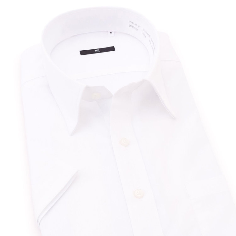 SUIT SELECT　アウトレット 【WEB限定/OUTLET/汚れ・キズ等有】【BLACK LINE/半袖】【形態安定】レギュラーカラードレスワイシャツ/ホワイト×ソリッド 白
