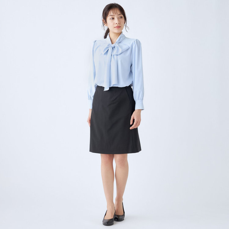 ブラックライン 【SUIT SELECT×Samantha Thavasa】【年間】バックフレアセミタイトスカート/究極のブラック/4S/マシンウォシャブル 黒