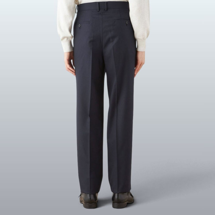 ソノタ 【WIDE PANTS SUIT】【秋冬】1タックワイドシルエットパンツ/ネイビー/NEW ZEALAND WOOL MIX/※裾上げ必要 紺中間