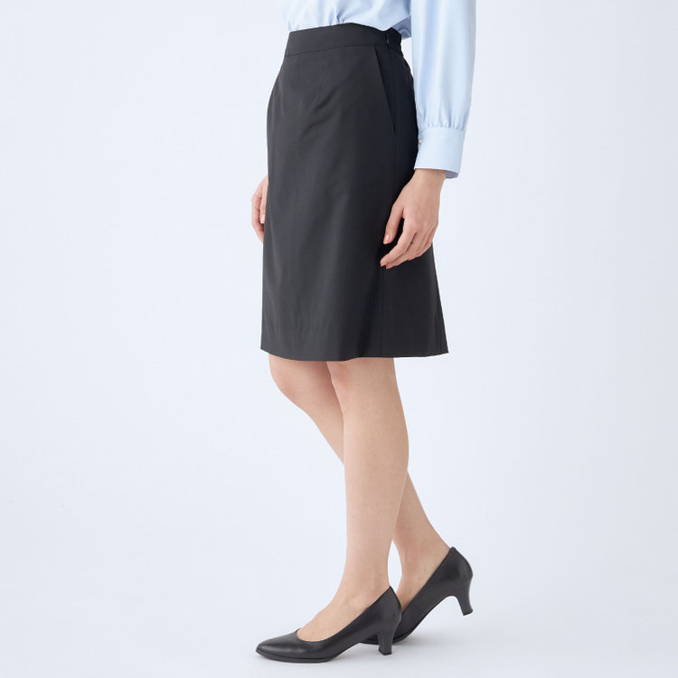 ブラックライン 【SUIT SELECT×Samantha Thavasa】【年間】バックフレアセミタイトスカート/究極のブラック/4S/マシンウォシャブル 黒