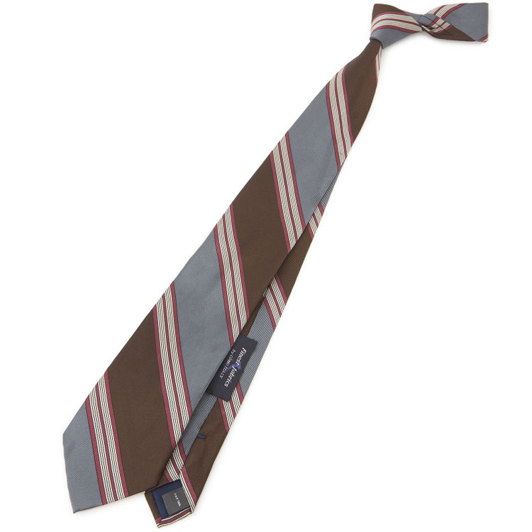シルバーライン 【SILVER LINE】シルクストライプネクタイ 8.5cm幅/ブラウン×グレー×ワイン/Finest fabrics by COMO ITALY その他