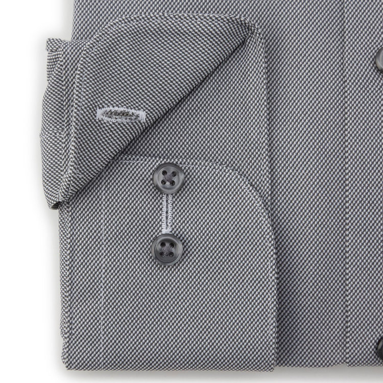 ブラックライン 【発送在庫あり】【WEB限定】【BLACK LINE】ホリゾンタルワイドワイシャツ/グレー×ドビー/釦・釦付糸：グレー/「4S」スーパーノンアイロン・ストレッチ グレー中間