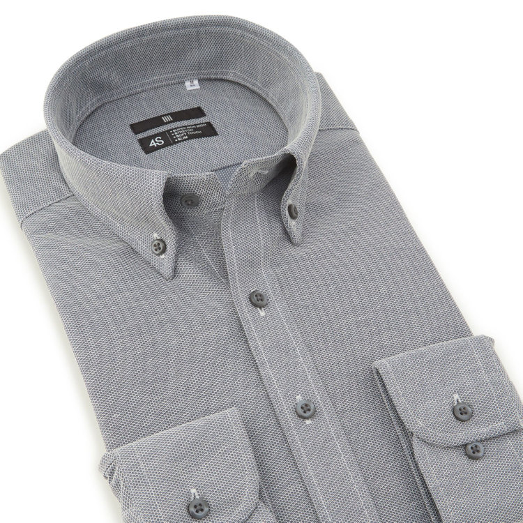 ブラックライン 【BLACK LINE】ボタンダウンワイシャツ/グレー×ドビー/「4S」スーパーノンアイロン・ストレッチ グレー中間