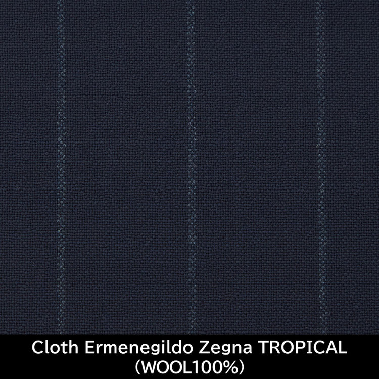 スーツセレクト 【国内縫製】【MEN'S】【パターンオーダー】【KSW】【春夏】スーツ/ネイビー×ストライプ/Cloth Ermenegildo Zegna TROPICAL(WOOL100%) ネイビー系(紺)