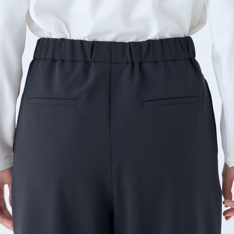 シルバーライン 【SL】【年間】1タックワイドストレートパンツ/ネイビー/ウォッシャブル/※裾上げ済仕様 紺中間