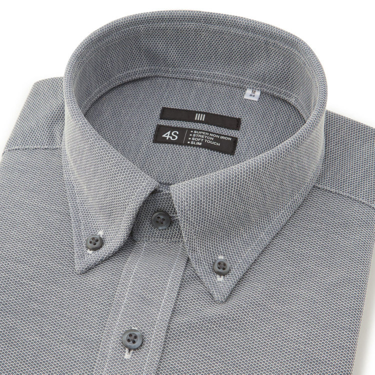 ブラックライン 【BLACK LINE】ボタンダウンワイシャツ/グレー×ドビー/「4S」スーパーノンアイロン・ストレッチ グレー中間