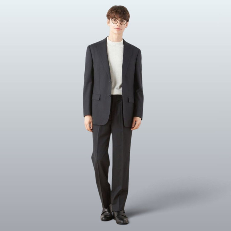 ソノタ 【WIDE PANTS SUIT】【秋冬】1タックワイドシルエットパンツ/ダークグレー/NEW ZEALAND WOOL MIX/※裾上げ必要 グレー濃色