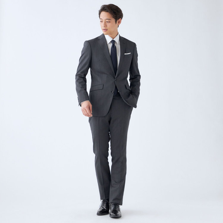 ブラックライン 【KSW】【年間】2釦シングルスーツ 0タック/グレー/ウエストシャーリング/ウォッシャブル/MOVING STRETCH/※裾上げ必要 グレー中間