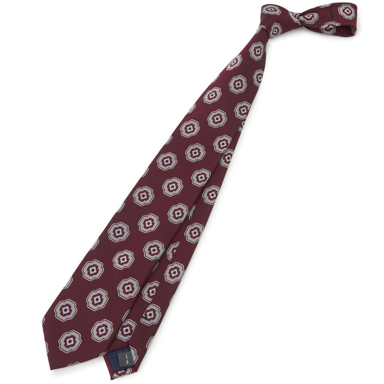 シルバーライン 【SILVER LINE】シルク小紋ネクタイ 8.0cm幅/ワイン その他