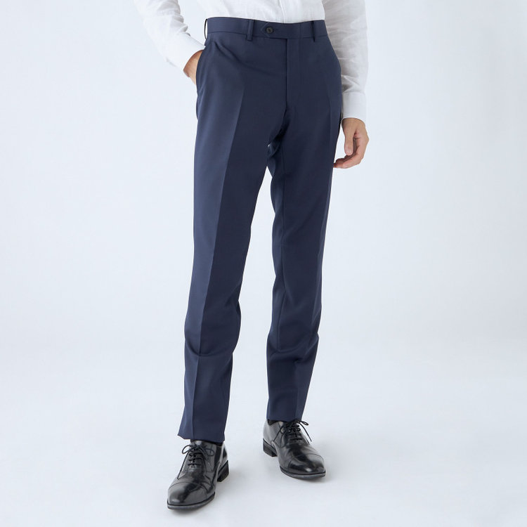 ブラックライン 【SLIM TAPERED_2】【年間】2釦シングルリバーシブルスリーピーススーツ 0タック/ネイビー/NEW ZEALAND WOOL MIX/※裾上げ必要 紺中間