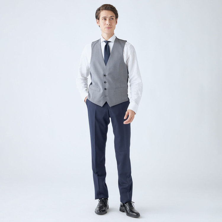 ブラックライン 【SLIM TAPERED_2】【年間】2釦シングルリバーシブルスリーピーススーツ 0タック/ネイビー/NEW ZEALAND WOOL MIX/※裾上げ必要 紺中間