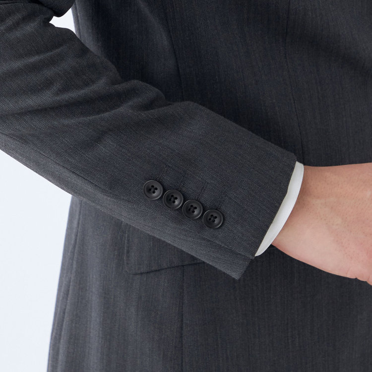 ブラックライン 【KSW】【年間】2釦シングルスーツ 0タック/グレー/ウエストシャーリング/ウォッシャブル/MOVING STRETCH/※裾上げ必要 グレー中間