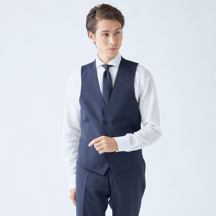 ブラックライン 【SLIM TAPERED_2】【年間】2釦シングルリバーシブルスリーピーススーツ 0タック/ネイビー/NEW ZEALAND WOOL MIX/※裾上げ必要 紺中間