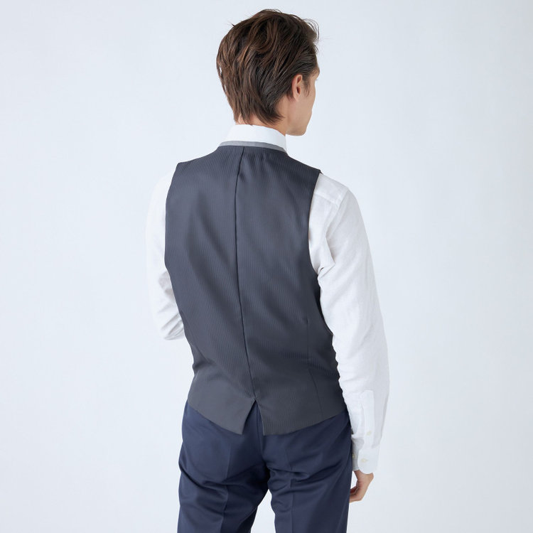 ブラックライン 【SLIM TAPERED_2】【年間】2釦シングルリバーシブルスリーピーススーツ 0タック/ネイビー/NEW ZEALAND WOOL MIX/※裾上げ必要 紺中間