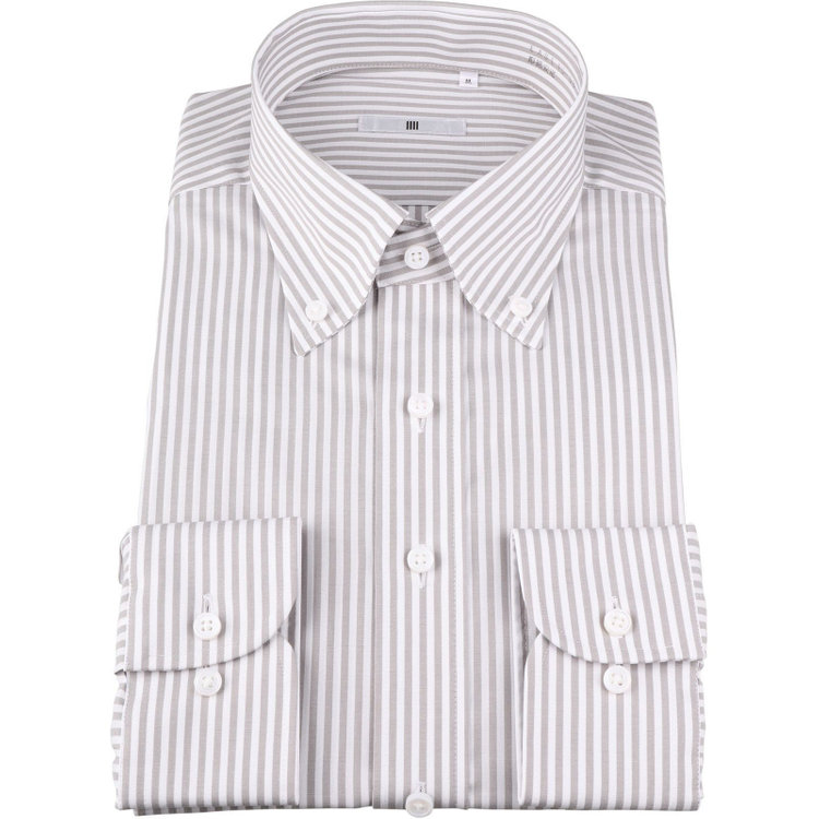 ブラックライン 【SILVER LINE】【形態安定】ボタンダウンワイシャツ/ホワイト＆グレー×ストライプ グレー系(灰)