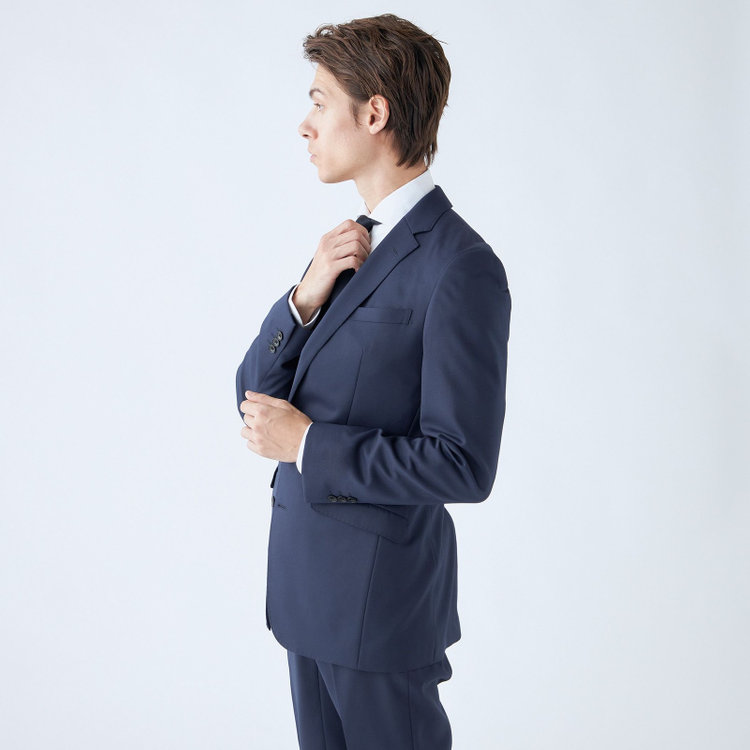 ブラックライン 【SLIM TAPERED_2】【年間】2釦シングルリバーシブルスリーピーススーツ 0タック/ネイビー/NEW ZEALAND WOOL MIX/※裾上げ必要 紺中間