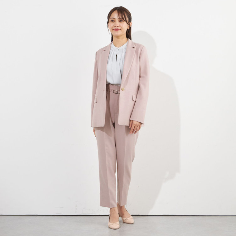 シルバーライン 【SILVER LINE】【年間】1釦シングルパンツスーツ/ピンク/ウォッシャブル/Naturemier/4S SUSTAINABILITY&ECOLOGY FABRIC/※パンツ裾上げ済仕様 赤淡色