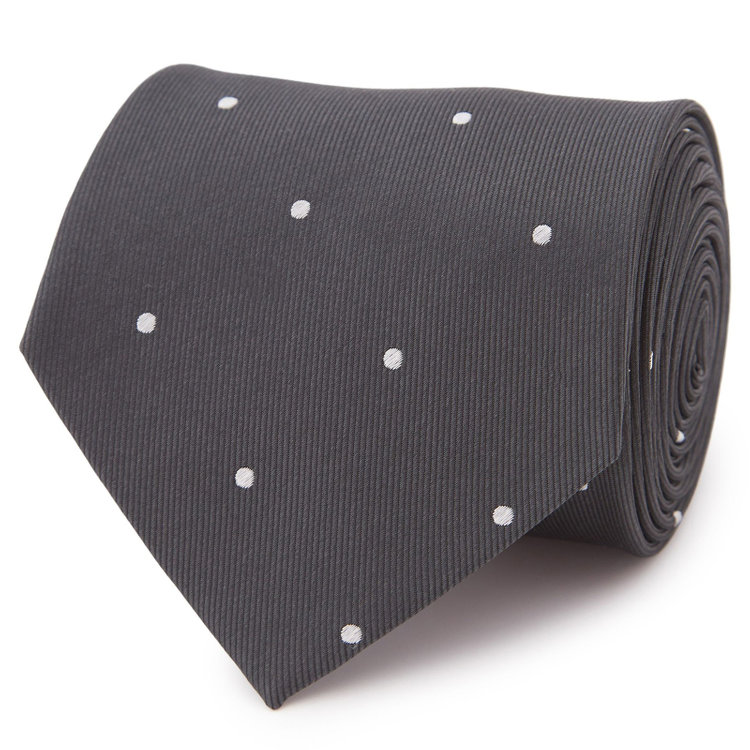 ブラックライン 【BLACK LINE】シルクブレンドドットネクタイ 7.5cm幅/グレー その他