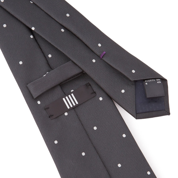 ブラックライン 【BLACK LINE】シルクブレンドドットネクタイ 7.5cm幅/グレー その他