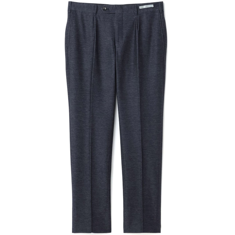 シルバーライン 【発送在庫あり】【CLASSICO TAPERED】【年間】コットンブレンド1タックテーパードパンツ/ネイビー×ソフトデニム/ウエストムーブ/※裾上げ済み仕様 紺中間