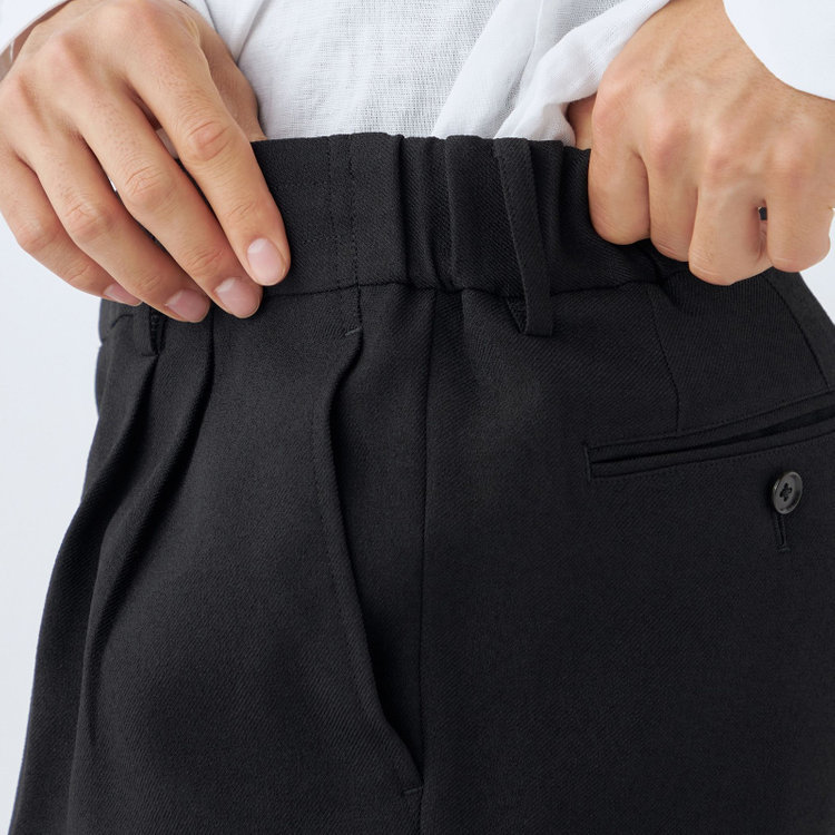 シルバーライン 【RBC】【秋冬】3釦段返りシングルスーツ 2タック/ブラック/ドローコード&ウエストシャーリング/※パンツ裾上げ済仕様 黒