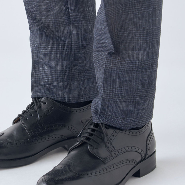 シルバーライン 【5DAYS CLOSET】【RBC】【春夏】1タックテーパードパンツ/ネイビー×チェック/ウエストムーブ仕様/4S SUSTAINABILITY&ECOLOGY FABRIC/※裾上げ必要 紺中間