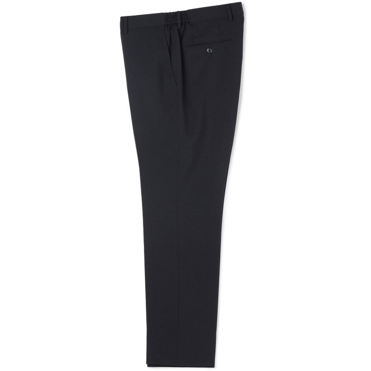 ブラックライン 【WEB限定】【発送在庫あり】【SLIM TAPERED】【年間】ウォッシャブル0タックテーパードパンツ/ネイビー/ウエストシャーリング仕様/裾上げ済仕様 紺中間