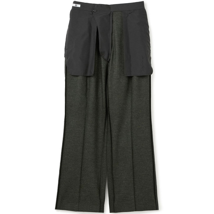 シルバーライン 【Take.it.easy】2タックワイドパンツ/カーキ×フランネルニット/※裾上げ必要 緑濃色