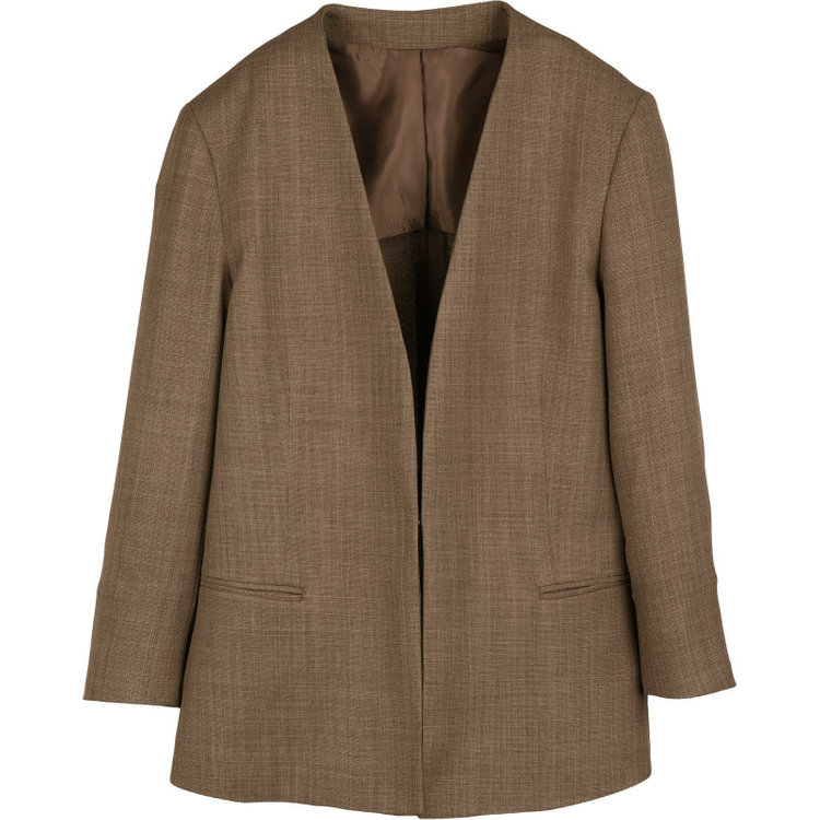 ブラックライン 【SL】【春夏】ノーカラー七分袖ジャケット/ブラウン/ウォッシャブル ブラウン系(茶)