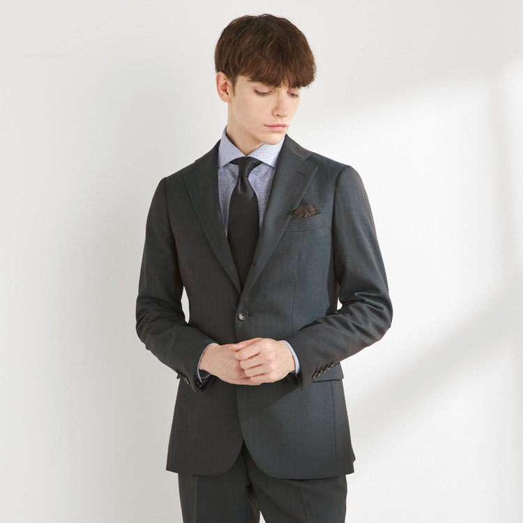 CLASSICO TAPERED】【秋冬】3釦段返りスーツ 2タック/カーキ×シャドー