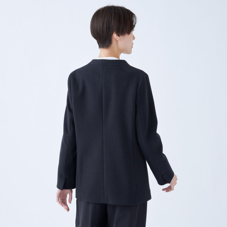 ブラックライン 【SL】【秋冬】ホック留めノーカラージャケット/ネイビー/ダブルジャージー素材 ネイビー系(紺)