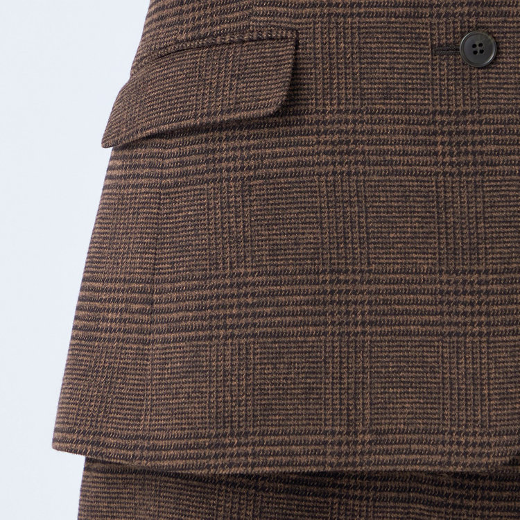 シルバーライン 【発送在庫あり】【SL】【秋冬】2釦シングルスカートスーツ/ブラウン＆ブラック×グレンチェック/ウォッシャブル 茶中間
