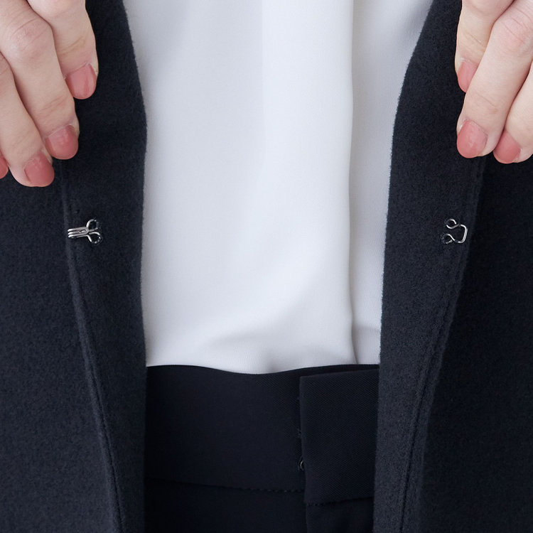 ブラックライン 【SL】【秋冬】ホック留めノーカラージャケット/ネイビー/ダブルジャージー素材 ネイビー系(紺)