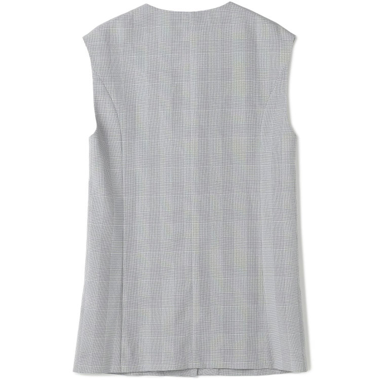 シルバーライン 【SL】【年間】ノーカラーダブル釦ジレ/グレー×チェック グレー中間