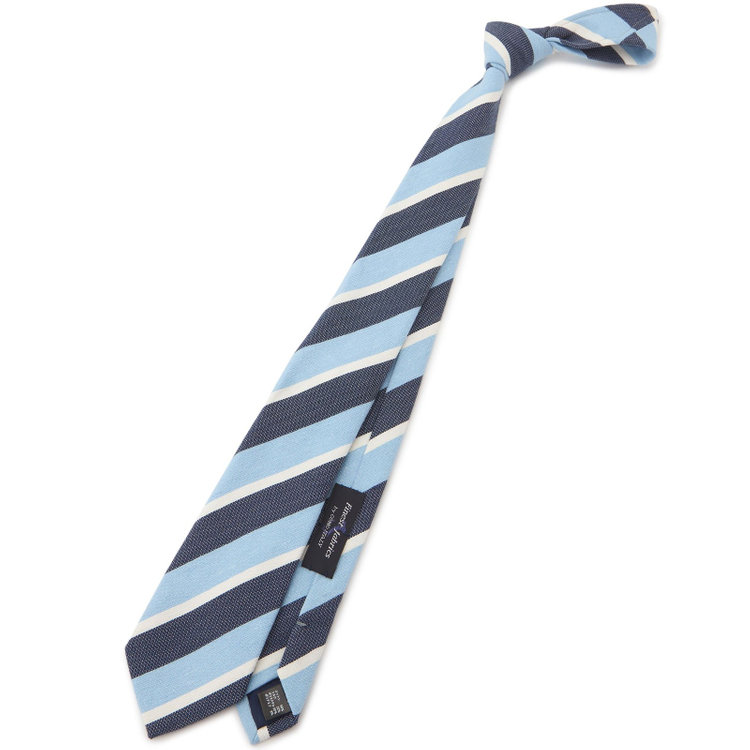 ブラックライン 【BL】コットンシルクブレンドストライプネクタイ 7.5cm幅/サックス×ネイビー×ホワイト/Finest fabrics by COMO ITALY その他