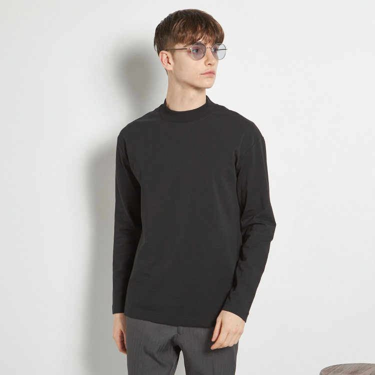 スーツセレクト 【RBC】モックネックロングTシャツ/ブラック/「吸汗速乾」「接触冷感」「UV加工」 黒