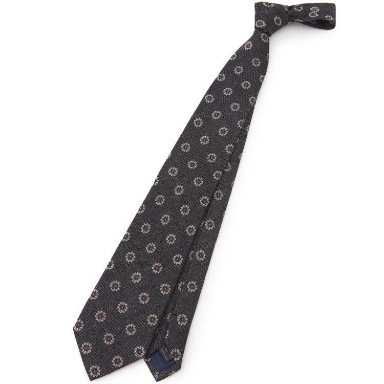 シルバーライン 【SILVER LINE】コットンウールシルク小紋ネクタイ 8.5cm幅/グレー/ITALIAN FABRICS その他