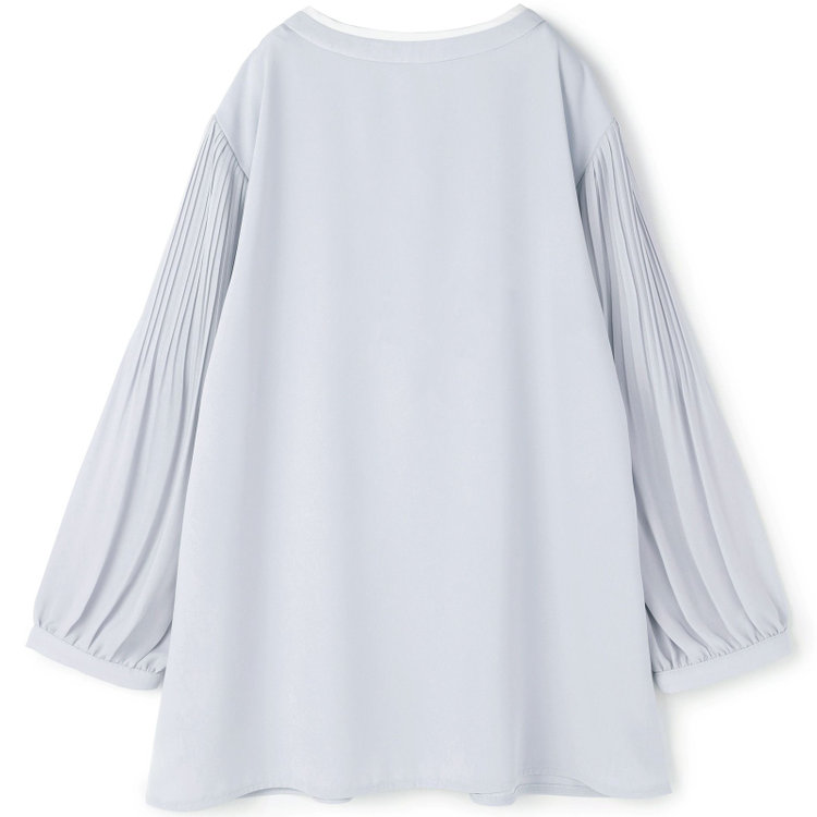 シルバーライン 【SILVER LINE/7分袖】配色切り替えバンドカラープルオーバー/グレー/「ウォッシャブル可能」「2WAYストレッチ」「防シワ」「UV加工」「接触冷感」 グレー淡色