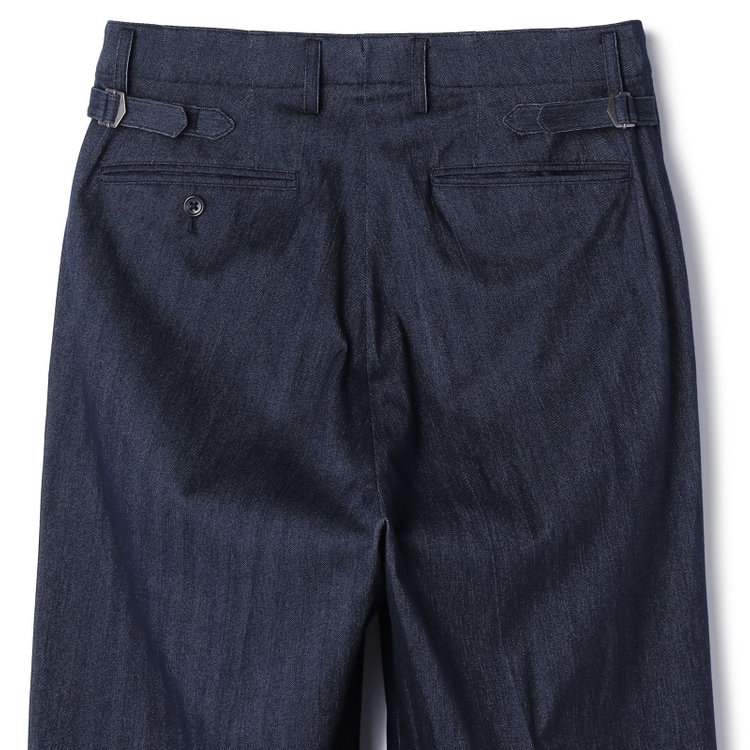 シルバーライン 【RBC CLASSICO WIDE】2タックワイドパンツ セットアップ対応/ネイビー×ジャージ×メランジデニムヘリンボーン/ サイド尾錠付 /ウォッシャブル ※裾上げ必要 紺中間