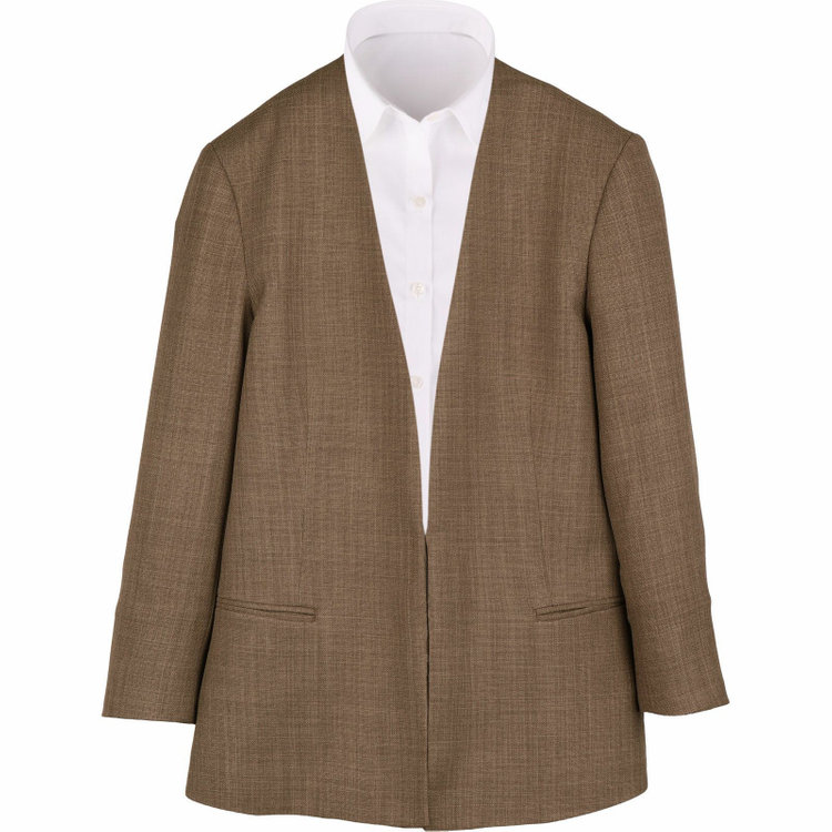 ブラックライン 【SL】【春夏】ノーカラー七分袖ジャケット/ブラウン/ウォッシャブル ブラウン系(茶)