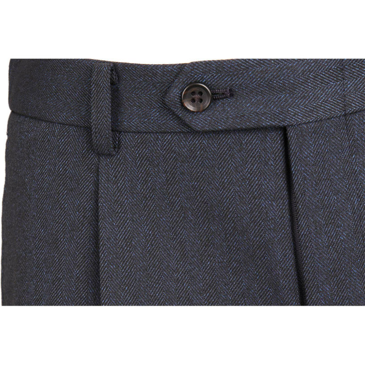 スーツセレクト 【WEB限定/OUTLET】【RBC】【秋冬】1タックテーパードパンツ/ネイビー×ヘリンボーン/シャーリング仕様/ウォシャブル ネイビー系(紺)