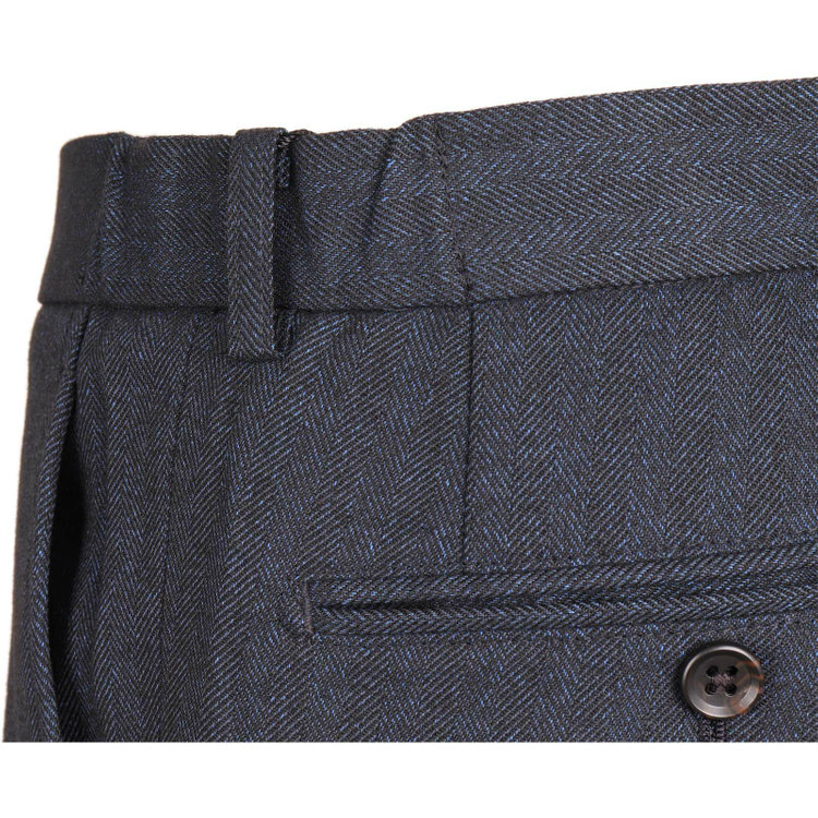 スーツセレクト 【WEB限定/OUTLET】【RBC】【秋冬】1タックテーパードパンツ/ネイビー×ヘリンボーン/シャーリング仕様/ウォシャブル ネイビー系(紺)