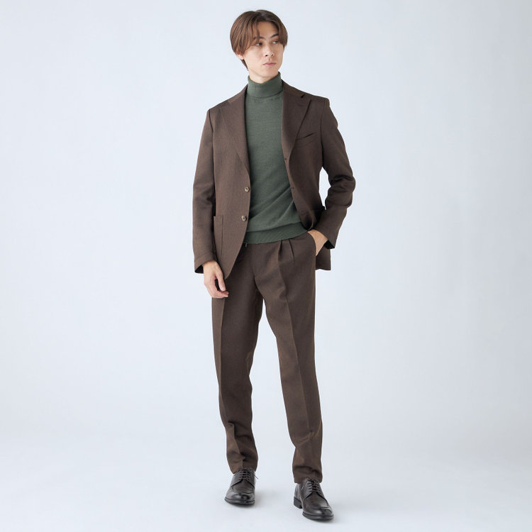 シルバーライン 【RBC】【秋冬】2タックテーパードパンツ/ブラウン/ドローコード/ウエストシャーリング/※裾上げ済仕様 茶中間