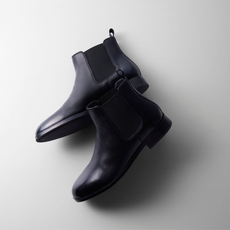 スーツセレクト サイドゴアブーツ/ブラック/牛革（キップ）「LWG認証レザー」 黒